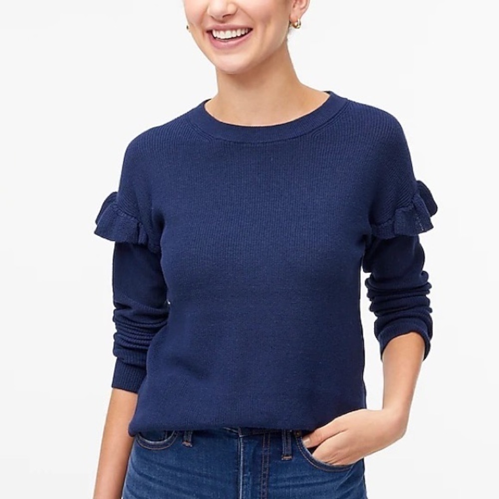 J crew Cotton ruffle-sleeve sweater